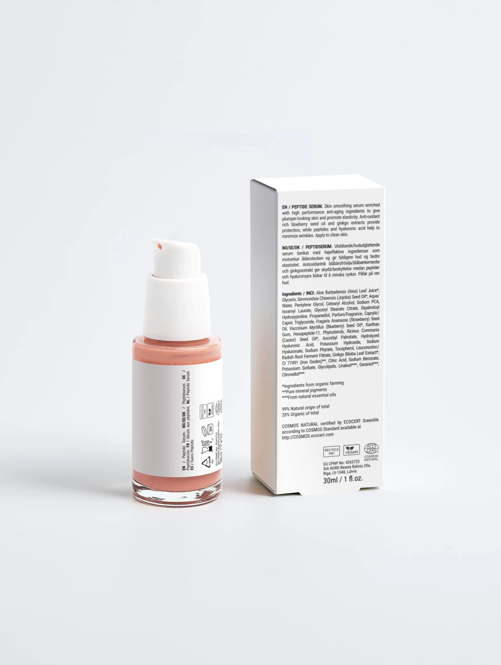 Luxe huidverzorgingsserum flesje met pomp en verpakking, skincare voor gezonde glow
